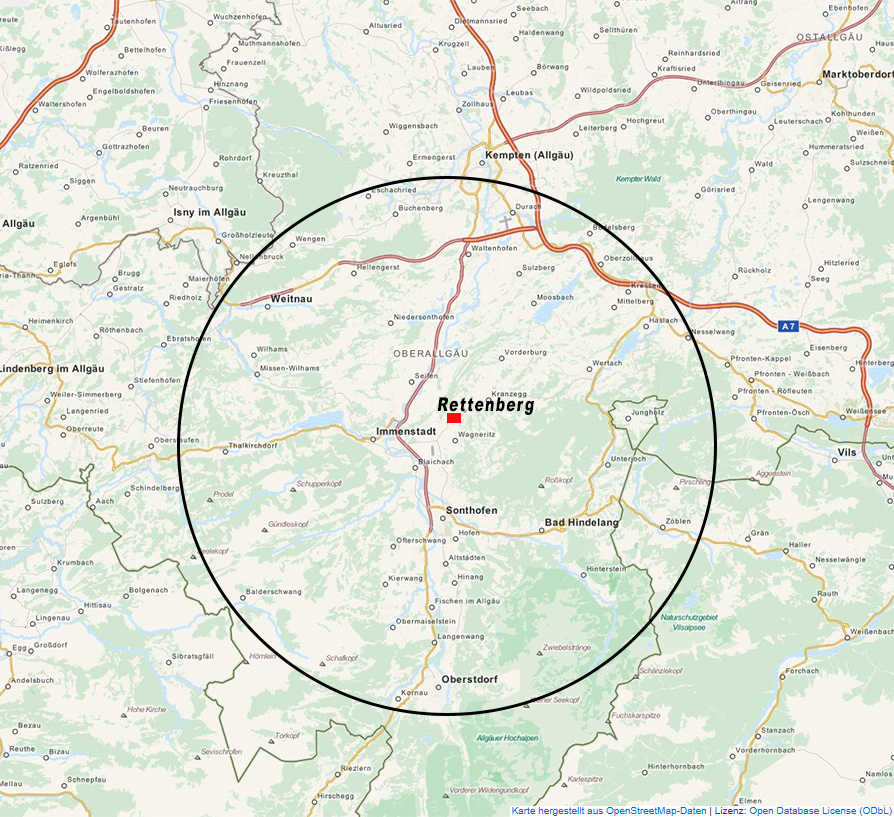 umkreiskarte – amb. Pflegedienst Horizont